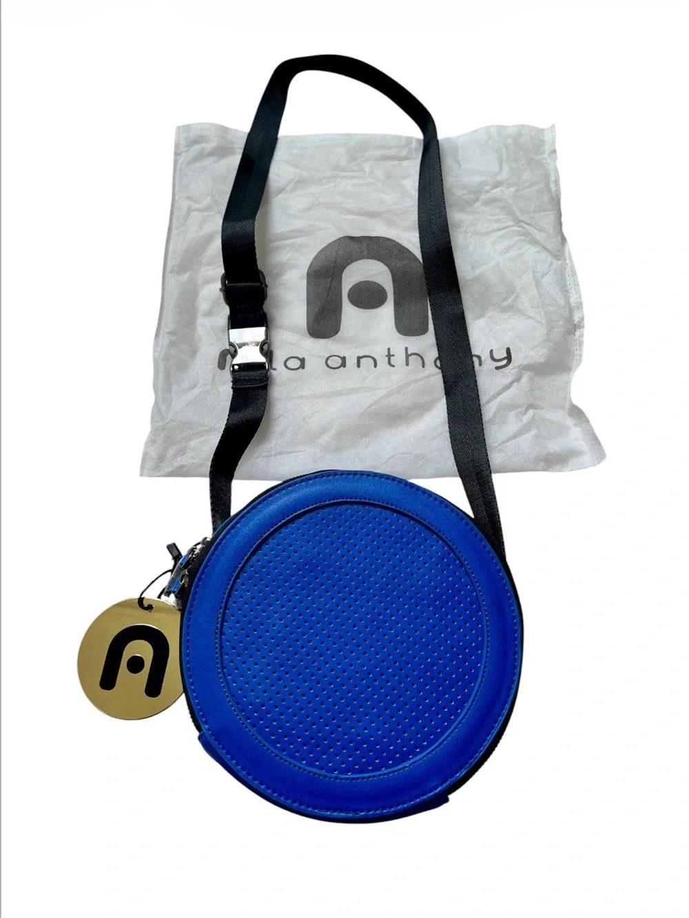 NWT New Nila Anthony Crossbody Round Bag Royal Blue Vegan Leather